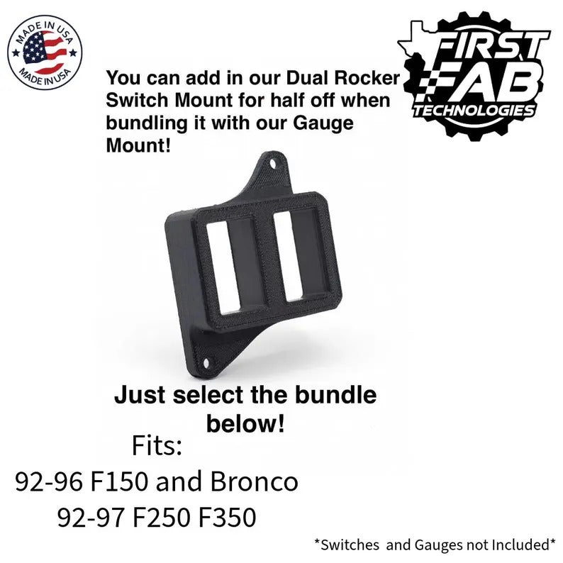 92-96 OBS Ford F150 F250 F350 Bronco Single Gauge Pod 52mm Dash Mount | Precision Fit | USA