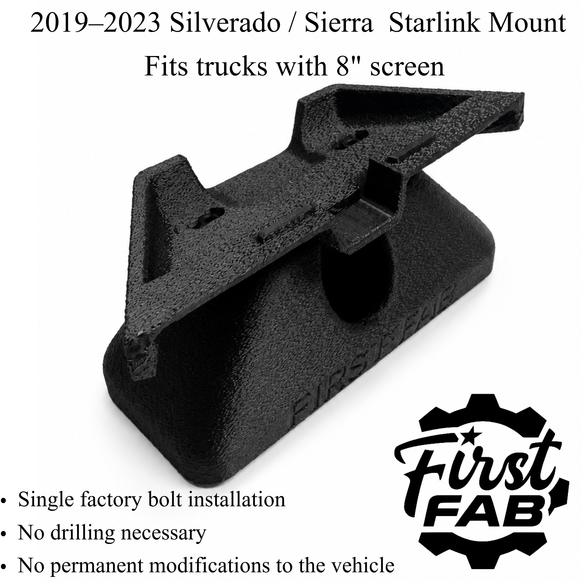 Starlink Mini Dashboard Mount 2019-2023 Chevy Silverado GMC Sierra 1500 2500HD 3500HD | Precision Fit | 8-Inch Screen