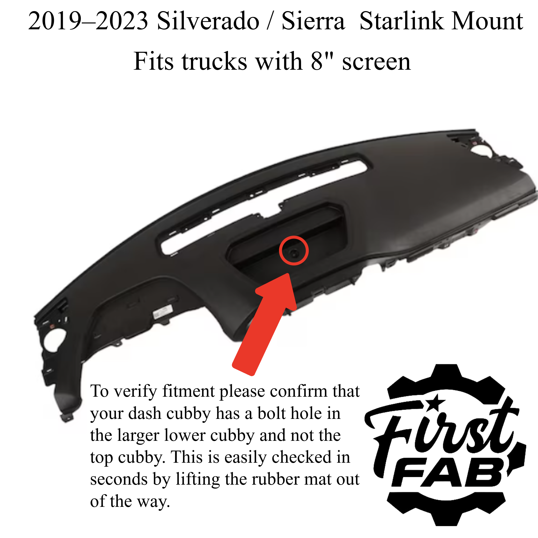 Starlink Mini Dashboard Mount 2019-2023 Chevy Silverado GMC Sierra 1500 2500HD 3500HD | Precision Fit | 8-Inch Screen