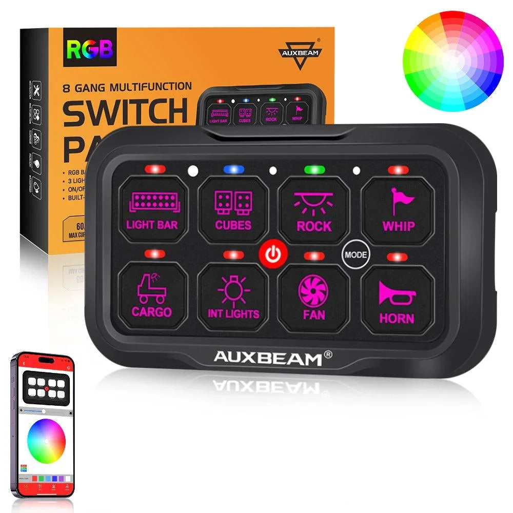 Auxbeam AR-800 8-gang RGB switch panel with app