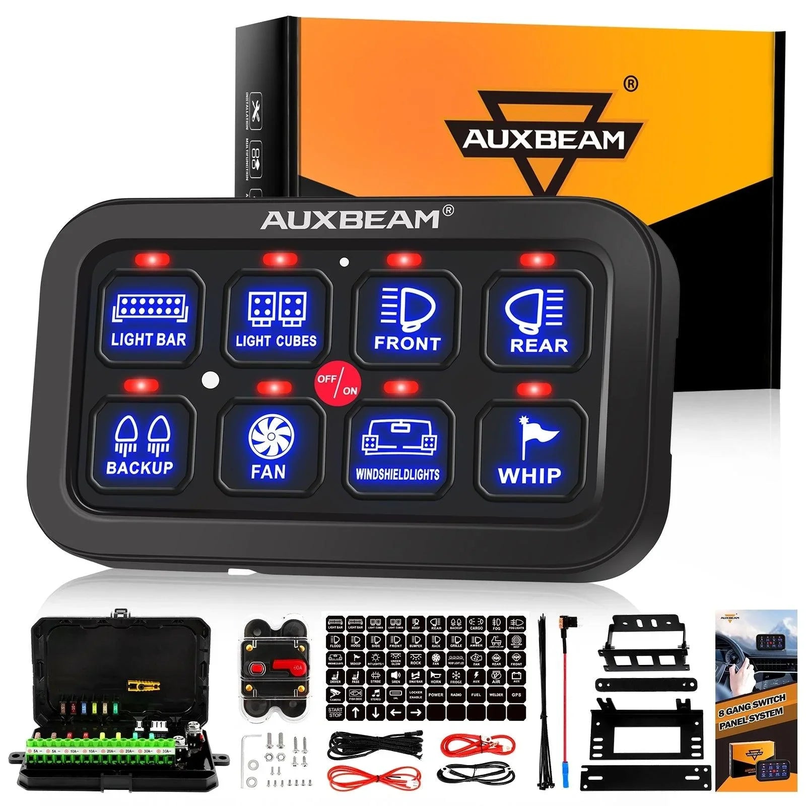 Auxbeam BA80 8-gang switch panel kit