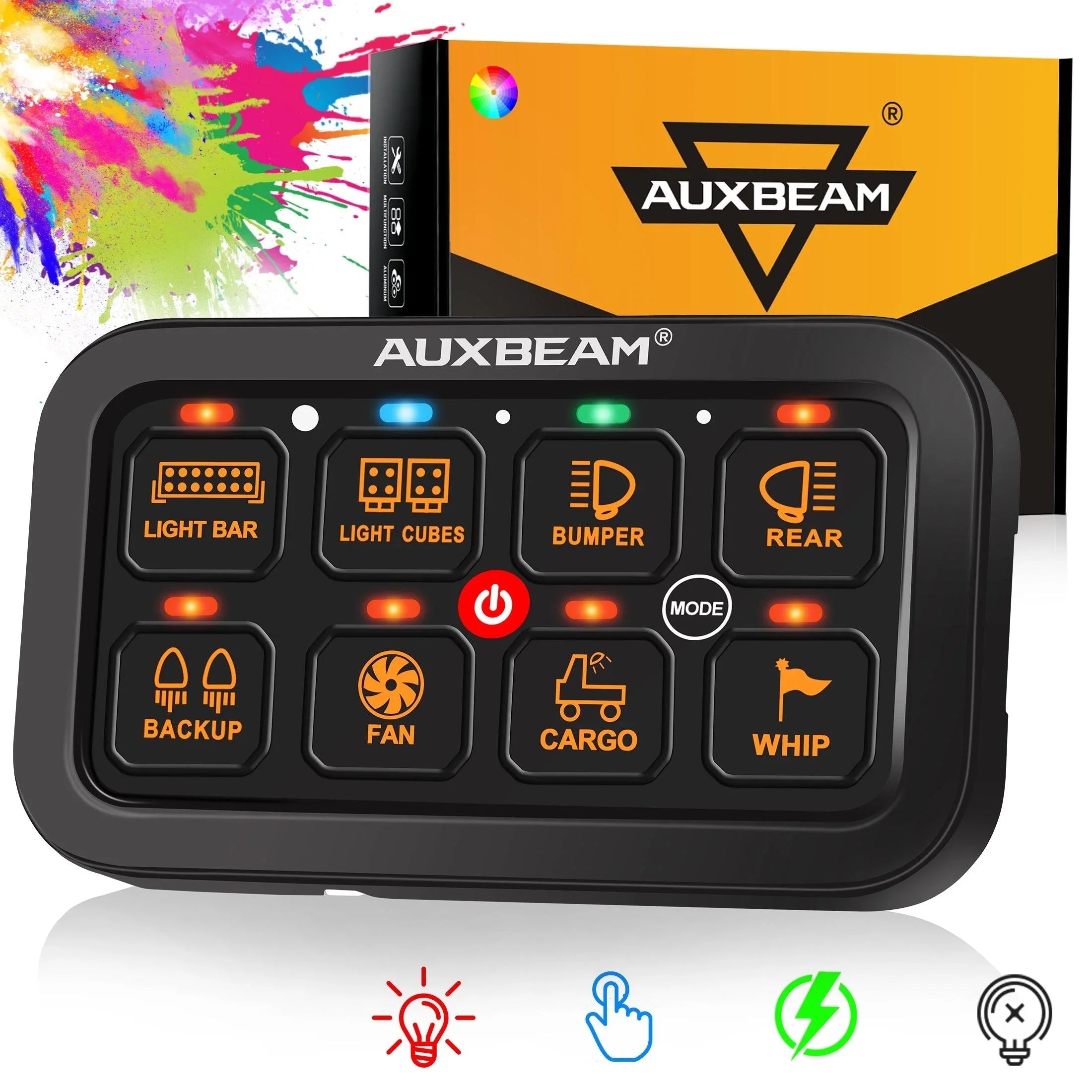 Auxbeam RA80 8-gang RGB switch panel