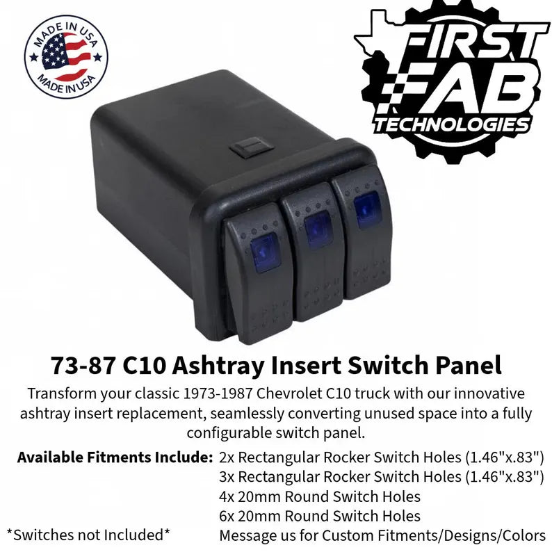 73-87 Squarebody Square Body Chevy C10 Ashtray Insert Switch Panel Rocker | Custom Fit | Made in USA