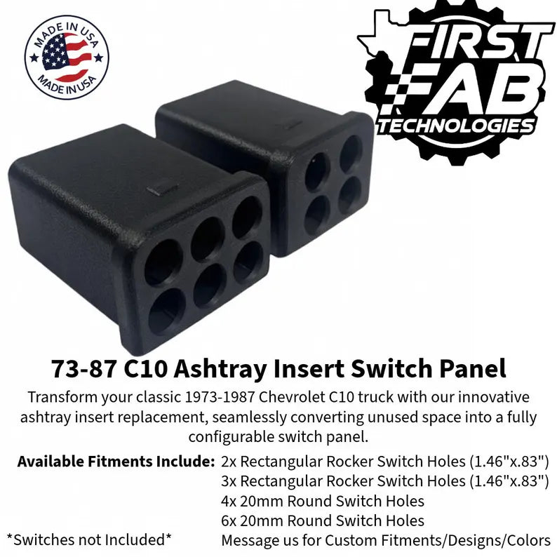 73-87 Squarebody Square Body Chevy C10 Ashtray Insert Switch Panel Rocker | Custom Fit | Made in USA