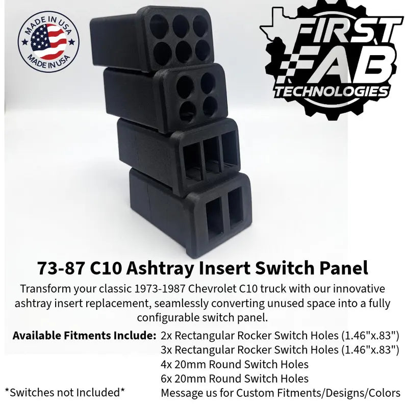 73-87 Squarebody Square Body Chevy C10 Ashtray Insert Switch Panel Rocker | Custom Fit | Made in USA