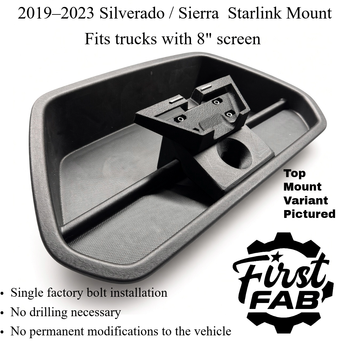 2019-2023 Silverado Sierra Starlink Mini mount installed in factory cubby - top variant